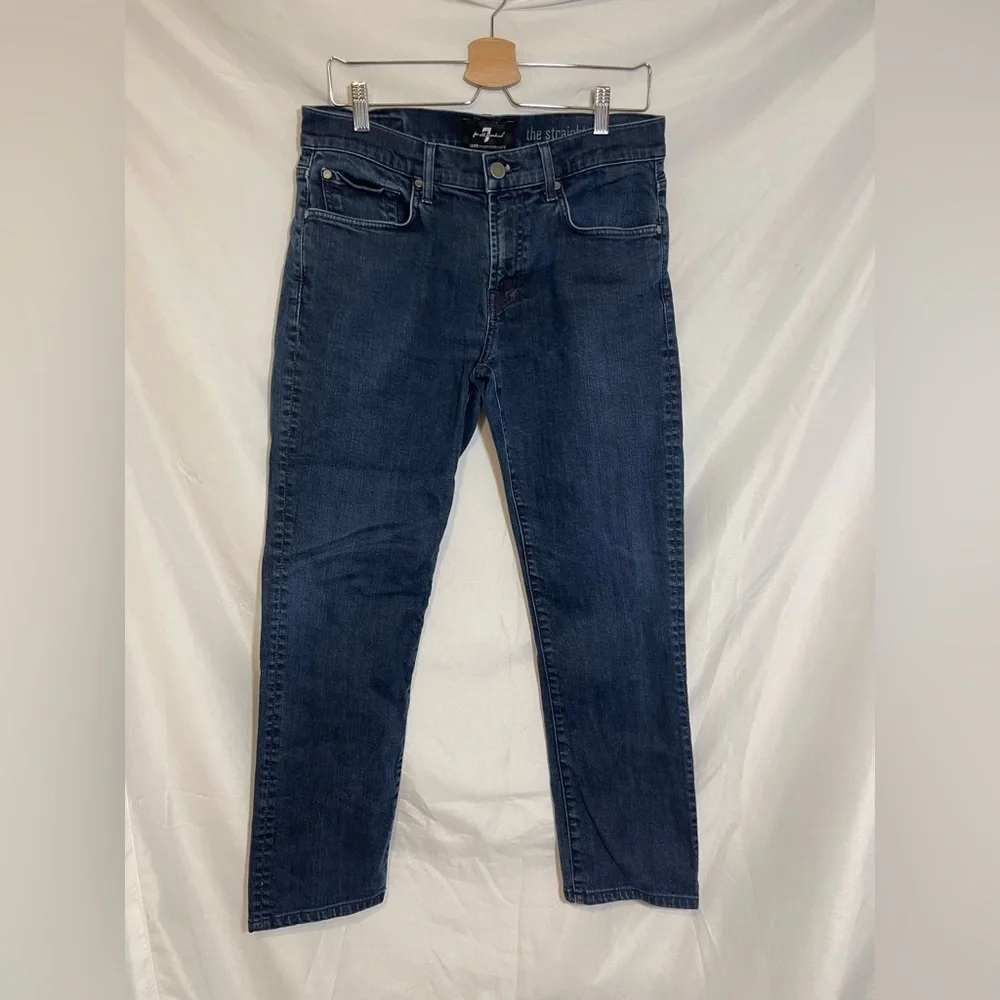 7 For All Mankind Jeans 32 Straight Leg Luxe Performance Stretch Denim - Picture 3 of 8
